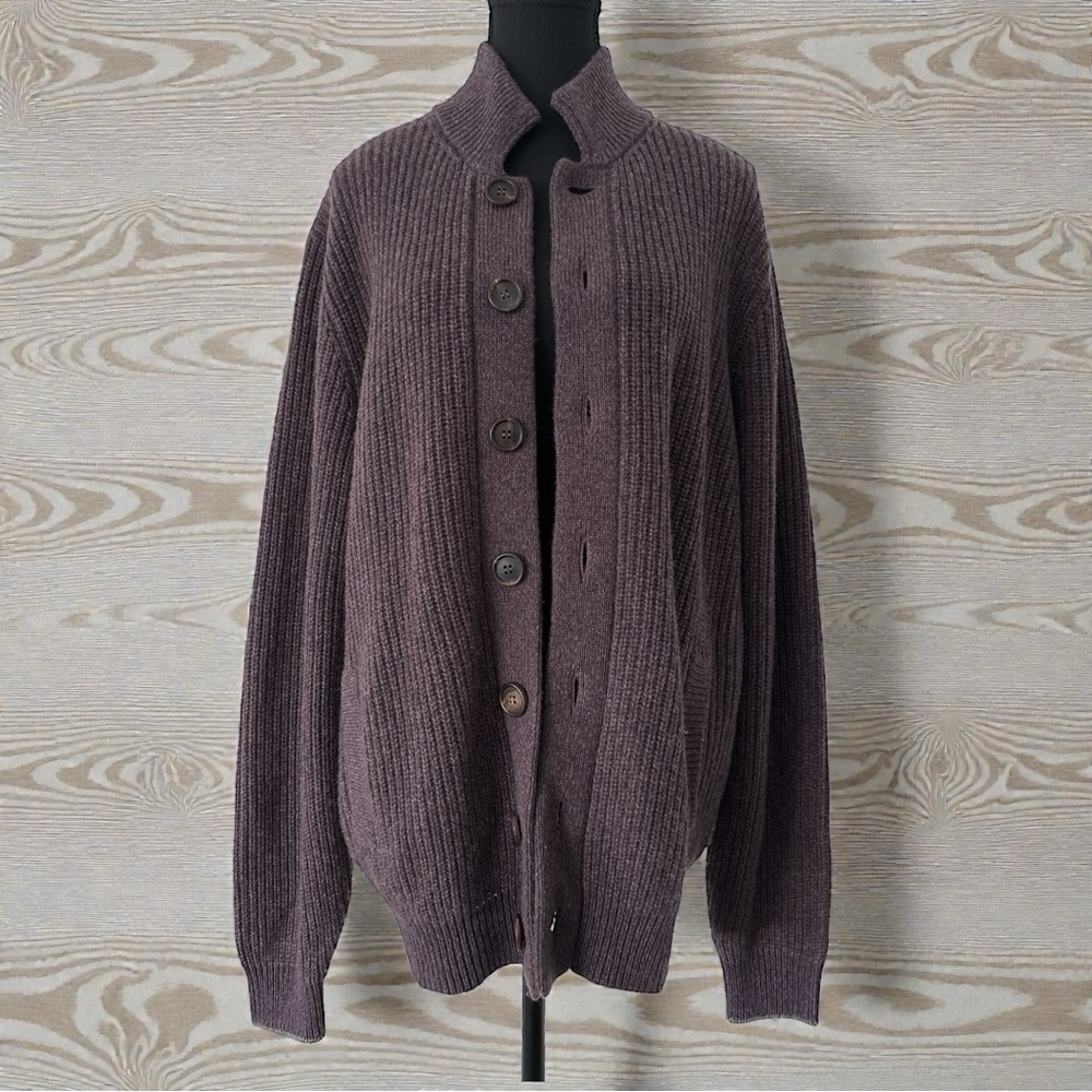 Brunello Cucinelli Cashmere Cardigan Sweater Burgundy Size 54 Italy